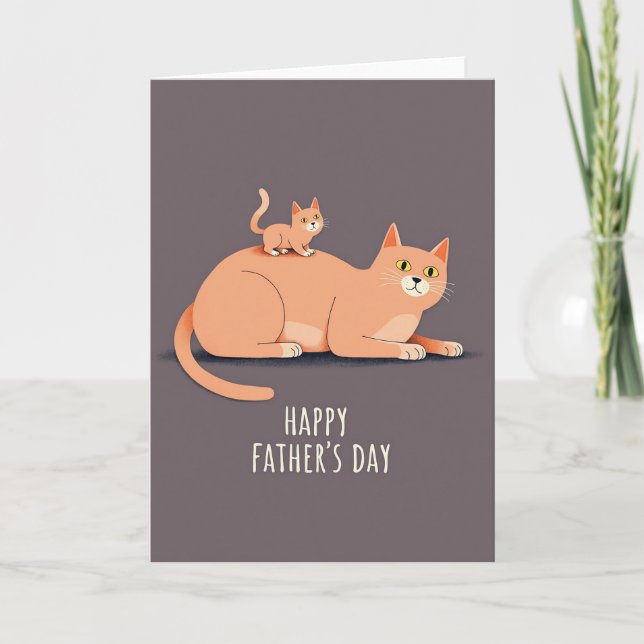 Fathers Day Cats Illustration Card (Front)