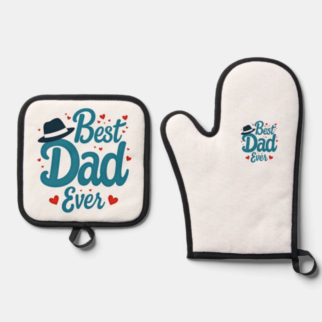 FATHER'S DAY CELEBRATION OVEN MITT & POT HOLDER SET (Front)