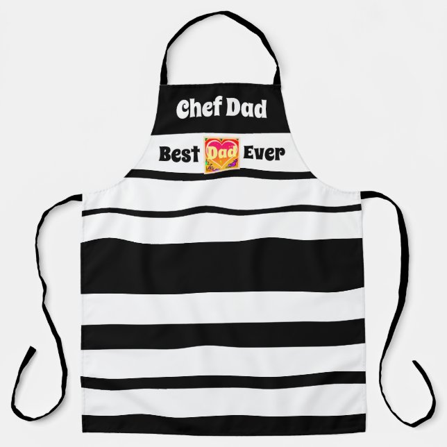 Father's Day Chef Dad Best Dad Ever Heart  Apron (Front)