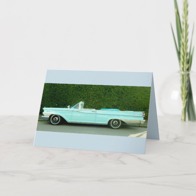FATHER'S DAY CLASSIC POWDER BLUE CAR BIRTHDAY CARD (Front)