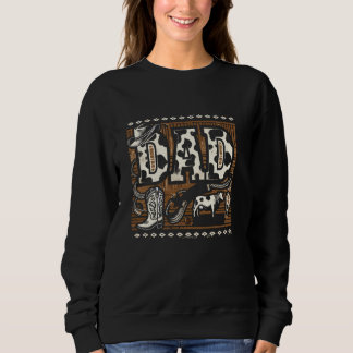 Father's Day Cow Print Pattern Farmer Rancher Dadd Sweatshirt