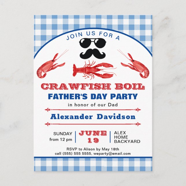 Father's Day Crawfish Boil Simple Photo Invitation Postcard (Front)