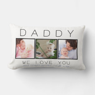 Father's Day Custom 3 Photo Lumbar Pillow