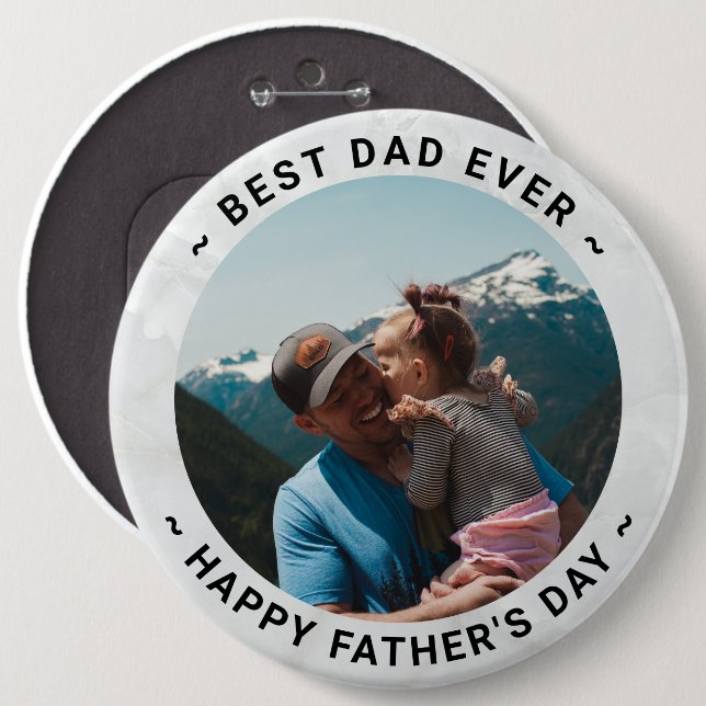 Father's Day Custom Photo 6 Inch Round Button (Front & Back)
