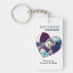 Father's Day Custom Photo Heart Frame Cool Dad Keychain