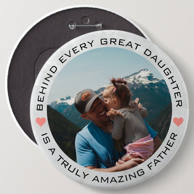 Father's Day Custom Photo Hearts 6 Inch Round Button (Front & Back)