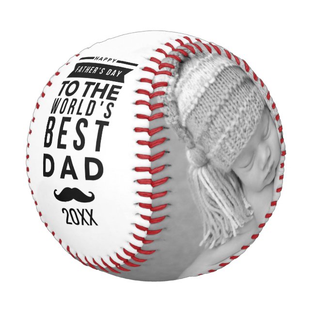 Father's Day Custom Photo Personalized Baseball (Angled)