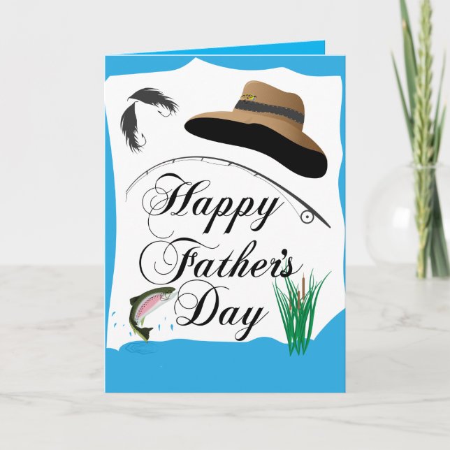 Fathers Day Customizable Fishing Family Photo Card (Front)
