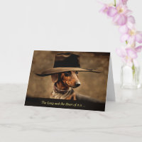 Fathers Day Cute Dachshund Dog in Cowboy Hat 