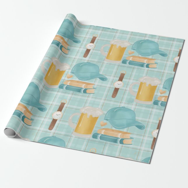 fathers day cute, elegant wrapping paper pattern (Unrolled)