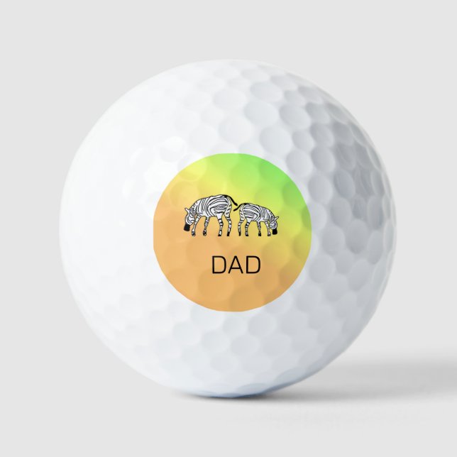 Father's Day, Cute Happy Kenyan Zebras Watch Golf Balls (Front)