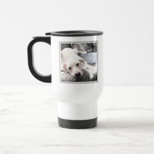 Father's Day Cute Puppy Dog Near Dad Photo Travel Mug