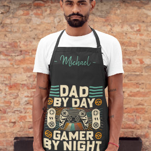 Father's day Dad by day Gamer by night  Apron