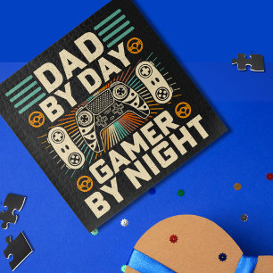 Father's day Dad by day Gamer by night Jigsaw Puzzle