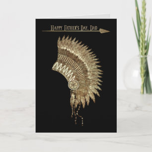 Father's Day, Dad Chief, Indian Headdress, Black Card