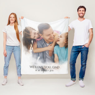Father's Day Dad Custom Photo Fleece Blanket