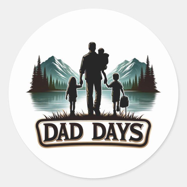 Father's Day Dad Days Classic Round Sticker (Front)