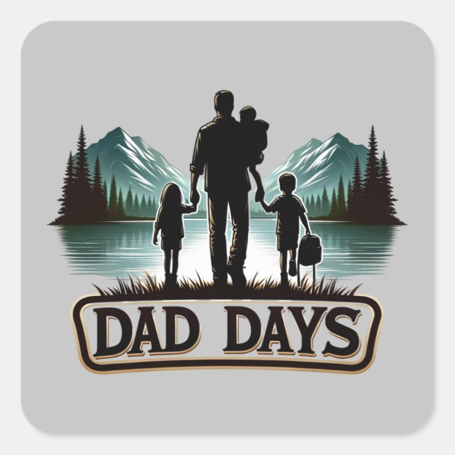 Father's Day Dad Days Square Sticker (Front)