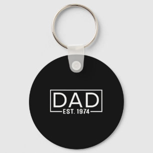 Father's Day Dad Est 1974 Logo Expect Pregnancy An Keychain