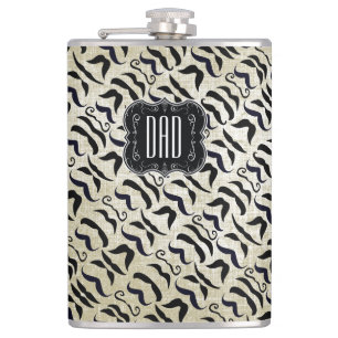Fathers Day Dad Moustache Mr. Hipster Vintage Hip Flask