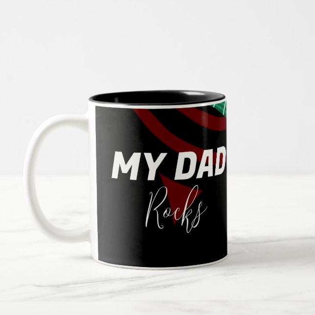 Father's Day Dad Music Rock  Two-Tone Coffee Mug (Left)