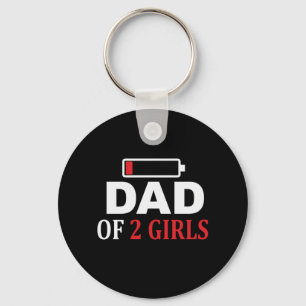 Father's Day Dad Of 2 Girls Keychain