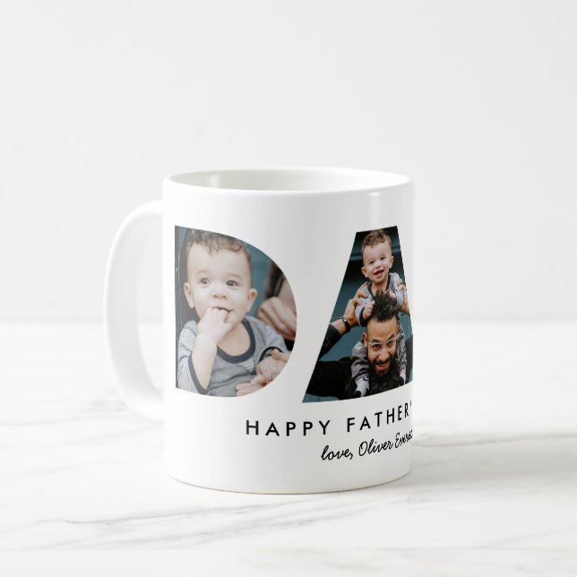 Father's Day Dad Photo Letters Coffee Mug (Front Left)