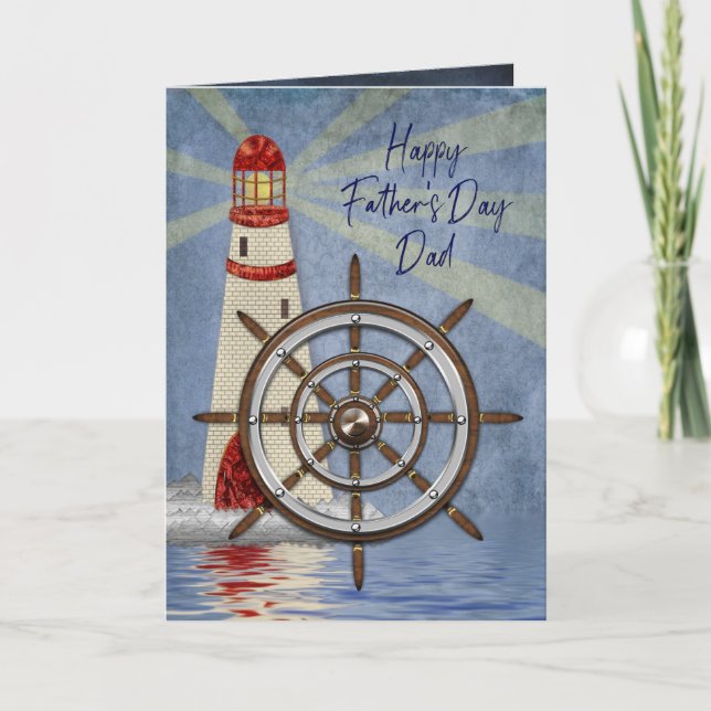 Father's Day, Dad, Ship's Wheel, Helm Card (Front)