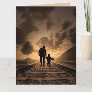 FATHER'S DAY DAD & SON SUNSET TRAIN TRACKS CARD