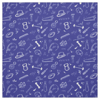 Fathers Day Dad Tools Items on Blueprint Blue Fabric