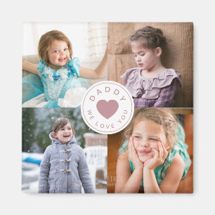 Father's Day Dad We Love You Heart Photo Collage Magnet