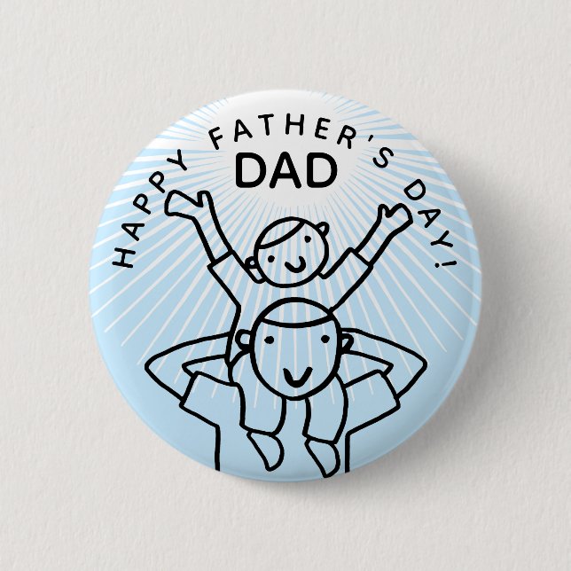 Father's Day Dad with Child Cartoon 2 Inch Round Button (Front)