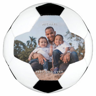 Father's Day Dad With Sons Custom Photo Message Soccer Ball