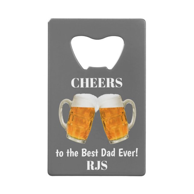 Father's Day Dad World's Best Ever Monogram Credit Card Bottle Opener (Front)
