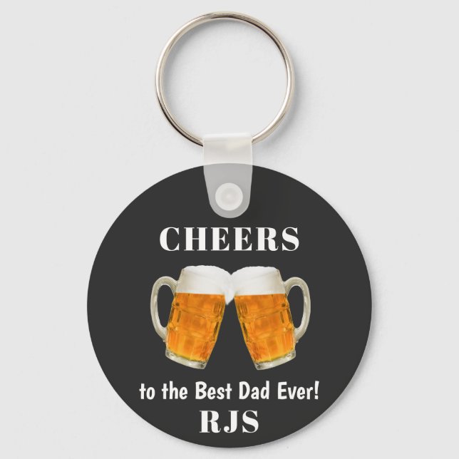 Father's Day Dad World's Best Ever Monogram Keychain (Front)