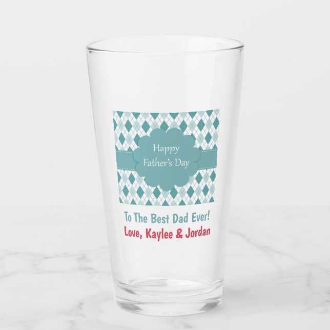 Fathers Day Dad Worlds Best Ever Pint Beer Glass (Front)