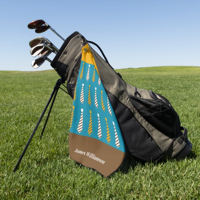 Father's Day Daddy Ties Customize Name Golf Towel (Green)