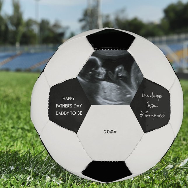 Fathers Day Daddy to Be Sonogram Photo Custom Soccer Ball (Creator Uploaded)