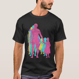 Fathers Day Daughter Holding Hand Love 80s Colors  T-Shirt