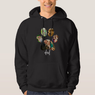 Fathers Day Dog Dad 5 Paw Print Photo Collage Hoodie