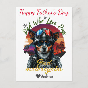 father's day, dog dad, motorcycles, simple modern holiday postcard