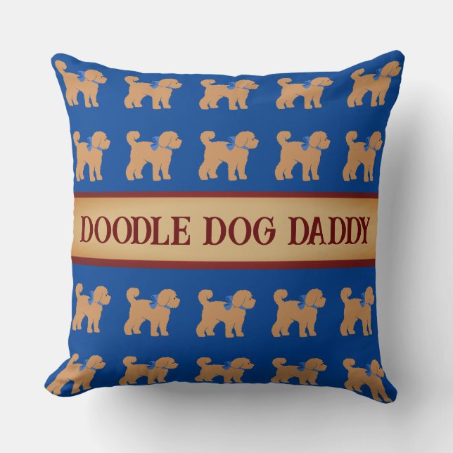 Father's Day Doodle Dog  Throw Pillow (Front)