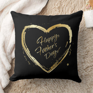 Father's Day Elegant Luxury Design Gold heart text Throw Pillow