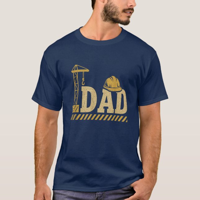 Fathers Day Engineer Dad Retro Construction Dad T-Shirt (Front)