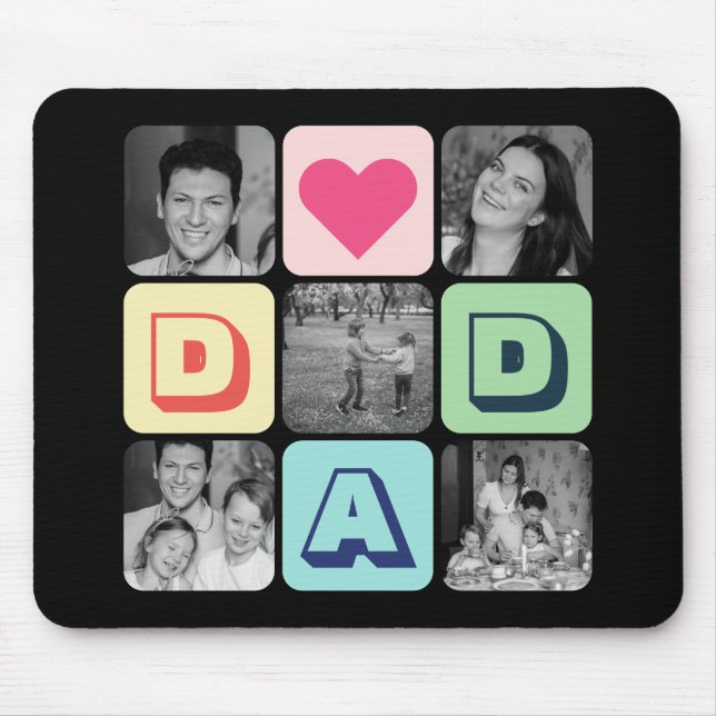 Father's Day Family Photo Grid Dad Picture Collage Mouse Pad (Front)