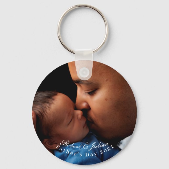 father's day father kissing infant tender sweet keychain (Front)