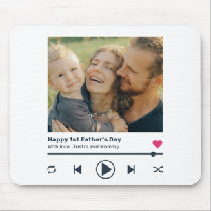 Father's Day Favourite Song Music Player Dad Photo Mouse Pad