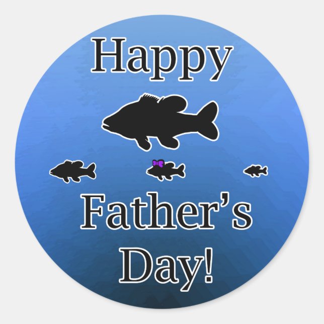Father's Day Fish Classic Round Sticker (Front)