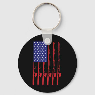 Fathers Day Fishing Flag Fishing Keychain