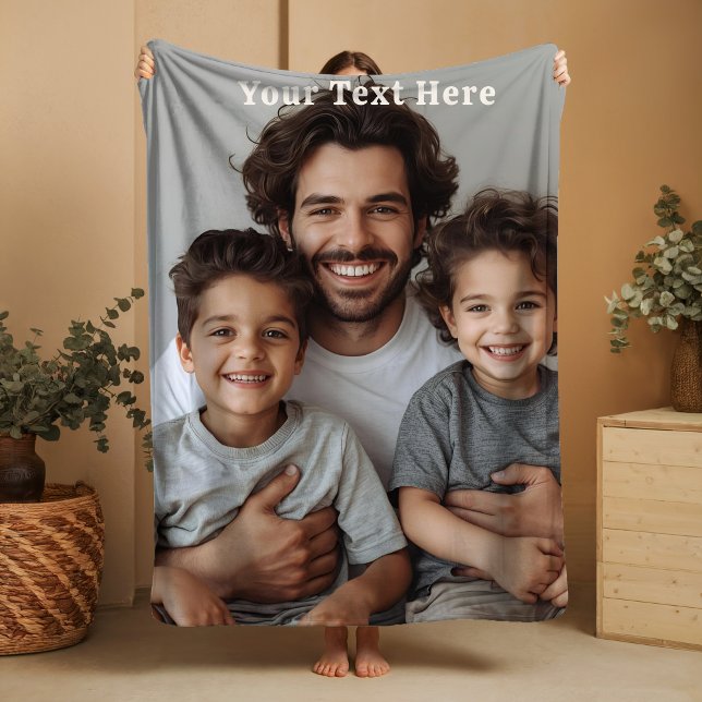 Fathers Day Fleece Blanket Custom Photo Text Gifts (Creator Uploaded)